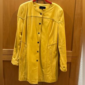 Yellow Genuine Leather Coat Jacket Women's Size 10 Bold Statement